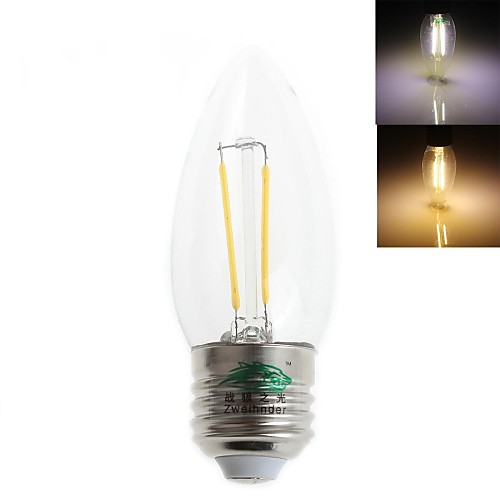 Zweihnder E27 2W 180LM LED Tungsten Filament Core Candle Light (AC 220-240V)