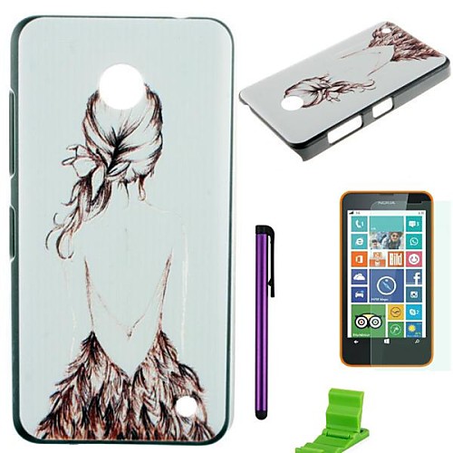 Beautiful Girl' Back Pattern PC Hard Case with Screen Protector,Stylus and Stand for Nokia Lumia 630/635