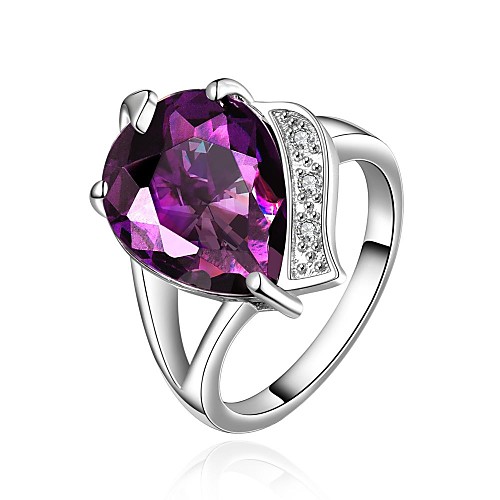 Magnificent Water Drop Gemstone Brass New Trendy Ring With Cz