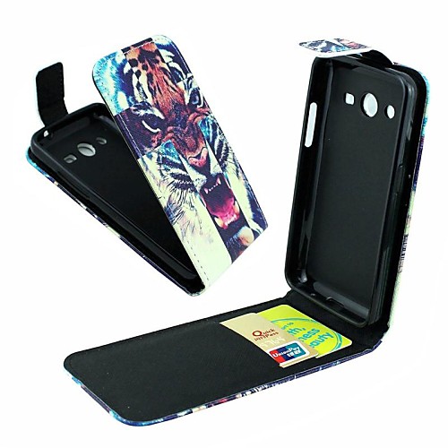 Flip-Open Fierce Tiger Pattern PU Leather Full Body Cover with Card Slot Case for Samsung Galaxy Core 2 G3556D/G355H