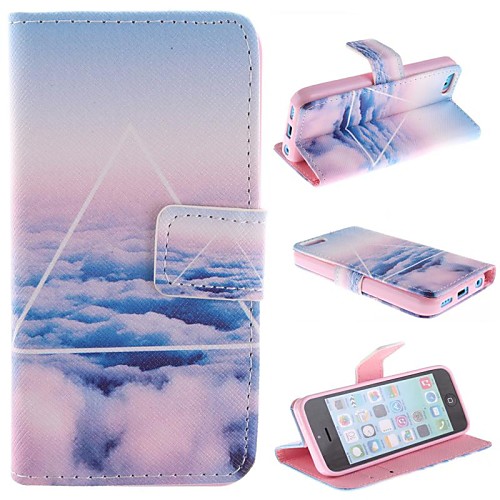 Only Beautiful Cloud Design PU Full Body Case with Stand with Card Slot for iPhone 5C