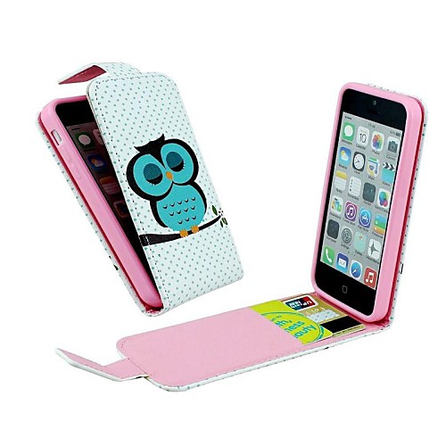 Flip-Open Sleeping Owl Pattern PU Leather Full Body Cover with Card Slot Case for iPhone 5C