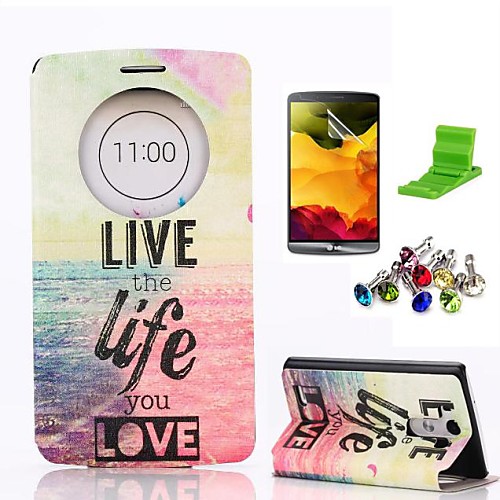 Live Life Sea Pattern PU Leather Case with Screen Protector,Stand and Dust Plug for LG G3