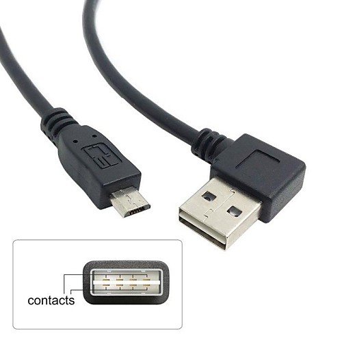 1м 3.28ft USB 2.0 мужчина к Micro USB 5pin мужской обратимым дизайна слева&Прямоугольный 90 градусов кабель