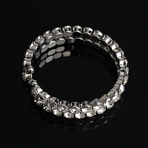 Fashion  Metal  Double  Rows Rhinestone Crystal Bangle Bracelet