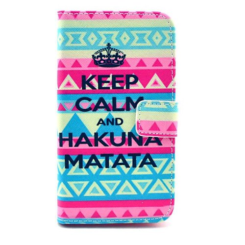 Keep Calm and Hakuna Matata Carpet Pattern PU Leahter Full Body Cover with Stand and Card Slot for Huawei Y530/C8813