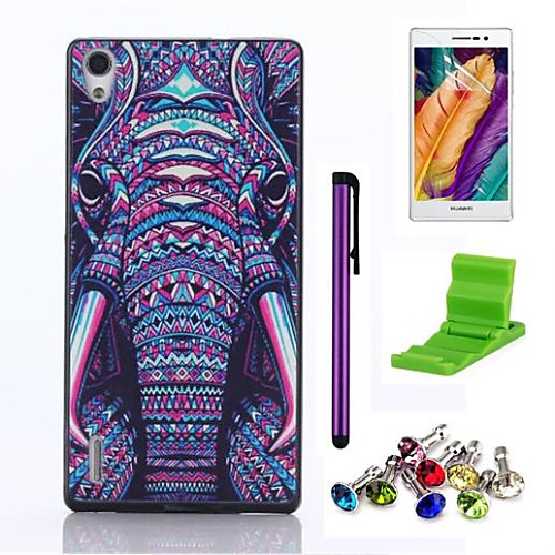 Tribal Elephant Pattern PC Hard Case with Screen Protector,Stylus, Anti-dust Plug and Stand for Huawei P7