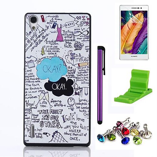 Okay Okay Pattern PC Hard Case with Screen Protector,Stylus, Anti-dust Plug and Stand for Huawei P7