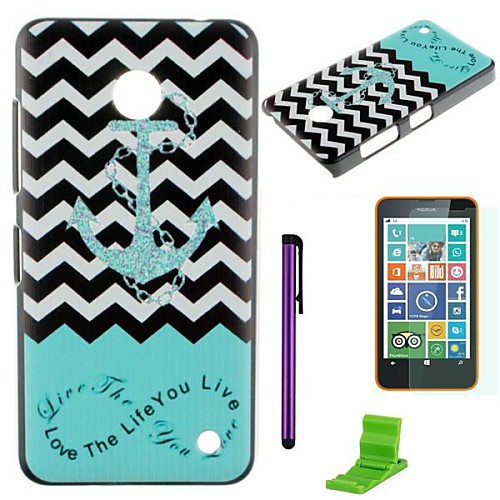 The Waves Ships Anchor Pattern PC Hard Case with Screen Protector,Stylus and Stand for Nokia Lumia 630/635