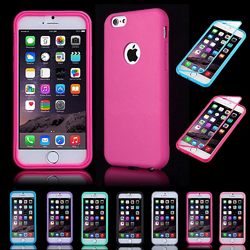 Touch Screen Flip with Logo Hole Transparent Full Body Case for iPhone 6 (Assorted Color)