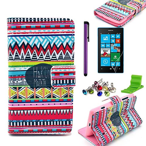 Matata Carpet Pattern PU Leather Case with Screen Protector,Stylus,Dust Plug and Stand for Nokia Lumia N520