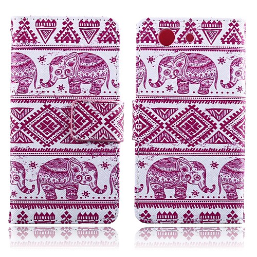 Pink Elephants PU Leather Full Body Cover with Card Slot for Sony Xperia Z3 Compact/Z3 Mini