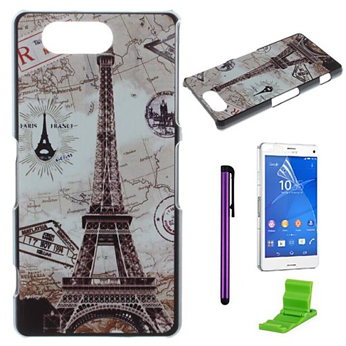 Eiffel Tower Pattern PC Hard Case with Screen Protector,Stylus and Stand for Sony Xperia Z3 Compact / Z3 mini M55w