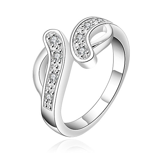 Fashion Women (Zircon Inlaid) White Silver-Plated Women Rings (White) (1 Pc)