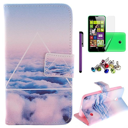 The Sky Triangle Pattern PU Leahter Case with Film,Stylus and Dust Plug for Nokia Lumia 630/635