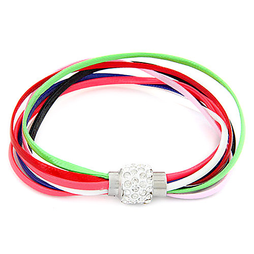 Fashion Jewelry PU Multilayer Leather Bracelet With Magnet Clasp