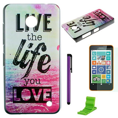 Live Life Sea Pattern PC Hard Case with Screen Protector,Stylus and Stand for Nokia Lumia 630/635