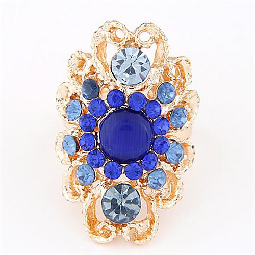 European Style Fashion Metal Imitation Gemstone Personality and Temperament Adjustable Rings