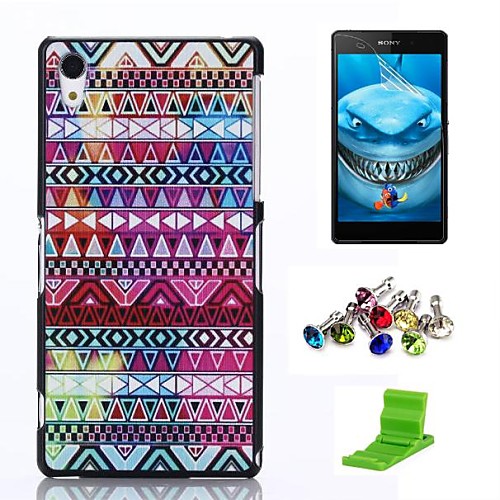 Tribal Symbols Pattern PC Hard Case with Screen Protector,Anti-dust Plug and Stand for Sony Xpeira Z2 L50w