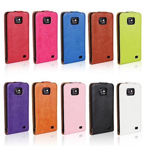 Flip-Open Horse Grain PU Leather Full Body Case for Samsung I9100  (Assorted Colors)