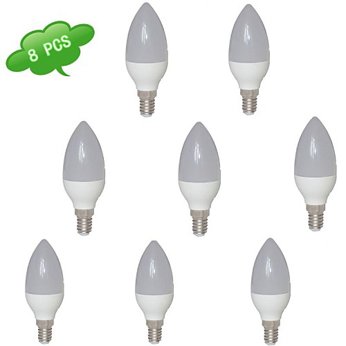 duxlite 8шт C37 E14 6W 3000K теплый белый CRI>80 15x3022smd привело 540lm (= инков 50w) светодиодный шар лампы (AC 85-265V)