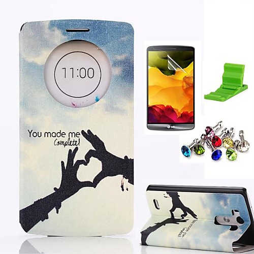 Hand of Love Pattern PU Leather Case with Screen Protector,Stand and Dust Plug for LG G3