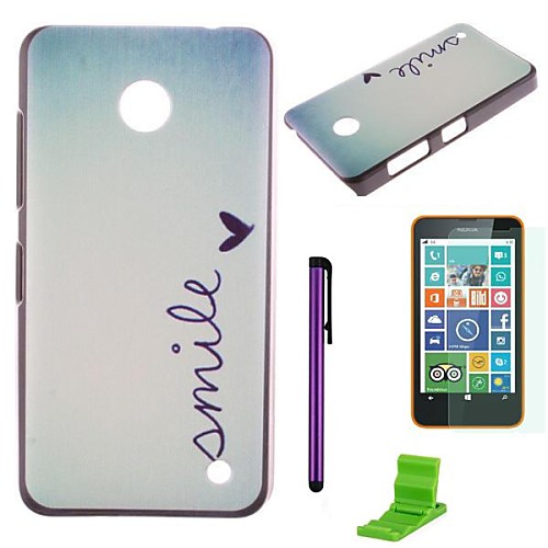 Smile Pattern PC Hard Case with Screen Protector,Stylus and Stand for Nokia Lumia 630/635