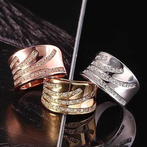 Fashion Gold Plated Women (Zircon Inlaid) Statement Rings (1 Pc)