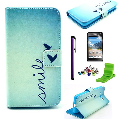 Smile Pattern PU Leather Case with Screen Protector,Stylus, Dust Plug and Stand for Huawei Y530