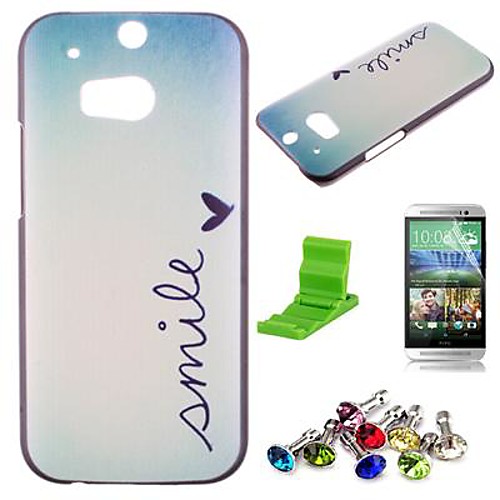 Smile Heart Pattern PC Hard Case with Screen Protector,Anti-dust Plug and Stand for HTC One(M8)