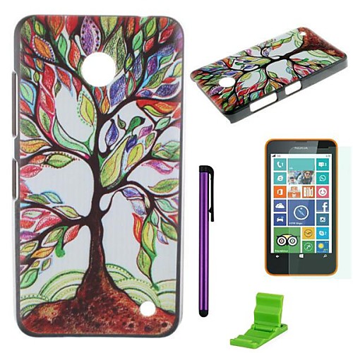 Colorful Tree Pattern PC Hard Case with Screen Protector,Stylus and Stand for Nokia Lumia 630/635