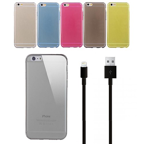 0.3mm Ultra Thin Style Soft Flexible TPU Cover with 100cm 8-Pin to USB Charging Data Cable for iPhone 6(Assorted Colors)