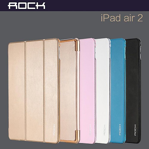 ROCK Ultra-Thin Dormancy Transparent Bracket Smart Case for IPad Air2(Assorted Colors)