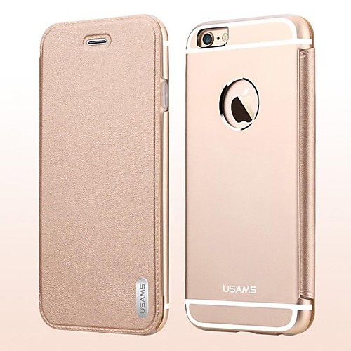 USAMS™ Aluminum Alloy Back Cover&High-end PU Leather&TPU Full Body Case for iPhone 6 (Assorted Colors)