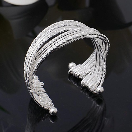 New 925 Silver Plated Women's Cuff Bracelet Bangle