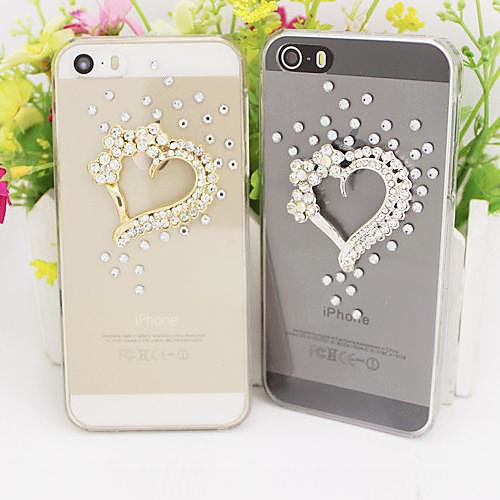 Rhinestone Diamond Love Heart Transparent Back Cover Case for iPhone 6(Assorted Colors)