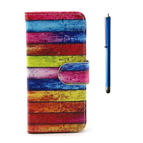 4.7 Inch Ombre Strip Pattern PU Wallet Leather Case and Pen for iPhone 6