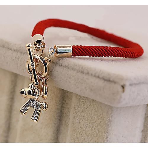 Lureme Ethnic Lovely Drill Pony Lucky Red Rope Alloy Bracelet