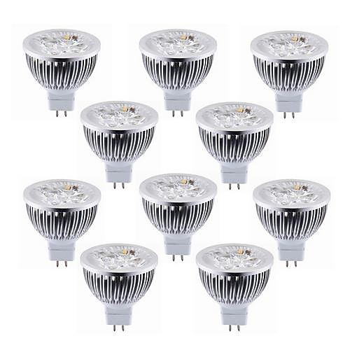 10PCS Dimmable MR16 4W 4X1W 400LM Warm White/White/Cool White LED Light Spot Lamp(DC12V)