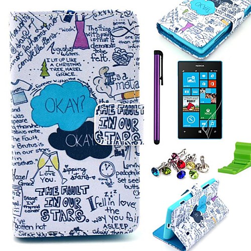 Okay Okay Pattern PU Leather Case with Screen Protector,Stylus,Dust Plug and Stand for Nokia Lumia N520