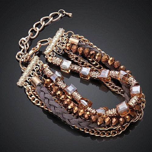 Fashion Gold Plating Inlaid Rhinestone Women's Strand Bracelets (1 Pc)