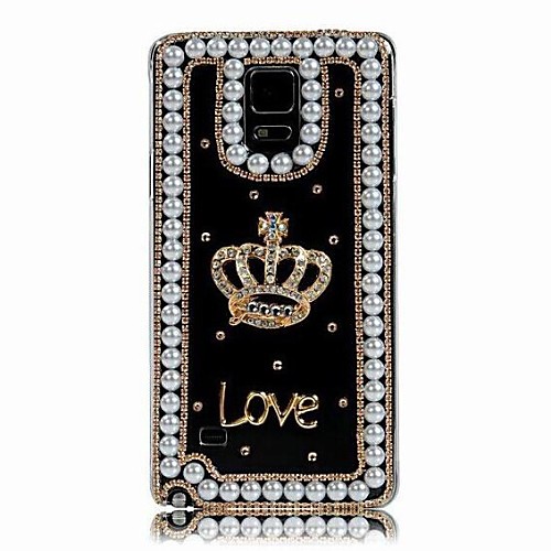 LUXURY Diamonds Crystal Pearl Crown Transparent Back Cover Case for SAMSUNG Galaxy NOTE 4