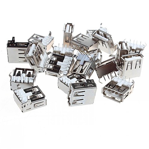 DIY USB-A 4-Pin  DIP Female Connector Socket  (20-Piece Pack)