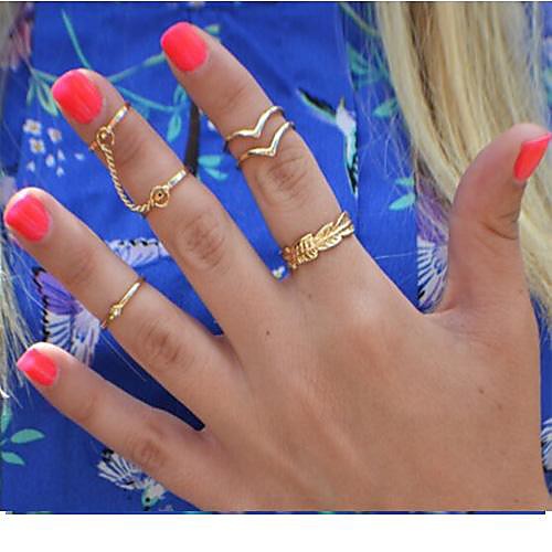 (5PC) European Diamond lian to Suit  Alloy Midi Rings(Gold,Silver)