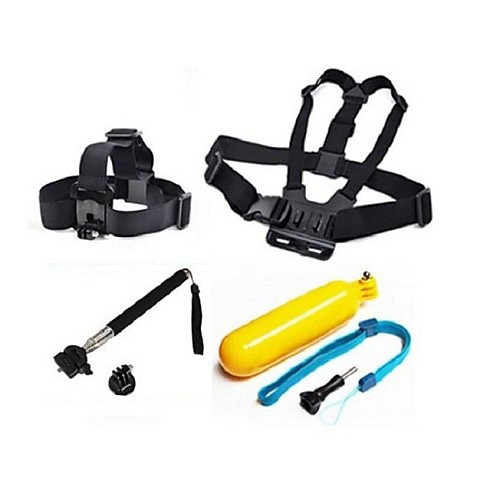 Gopro Accessories 4 in 1 Chest Strap  Head StrapFloating Handle Grip Monopod For GoPro Hero 1 2 3 3Camera