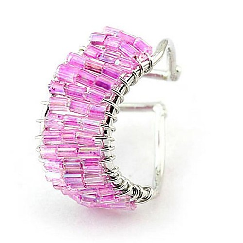 Fashion Copper Glass Open Rings Random Color