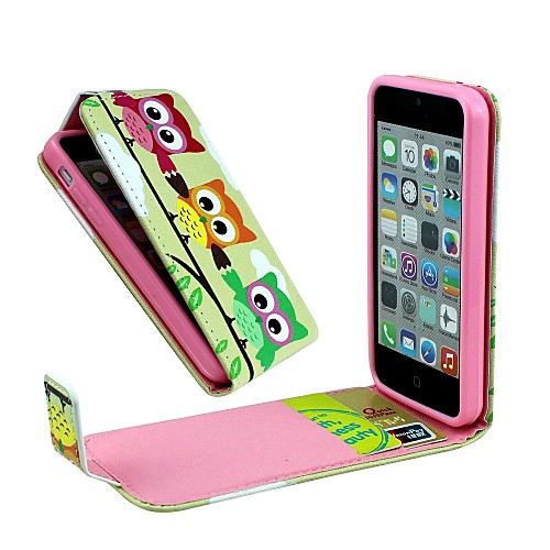 Three Owls Vertical Flip  PU Leather Full Body Case with Card Holder for iPhone 5C