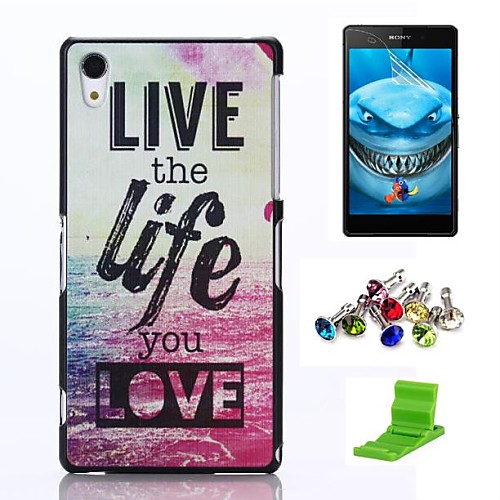 Live Life Sea Pattern PC Hard Case with Screen Protector,Anti-dust Plug and Stand for Sony Xpeira Z2 L50w