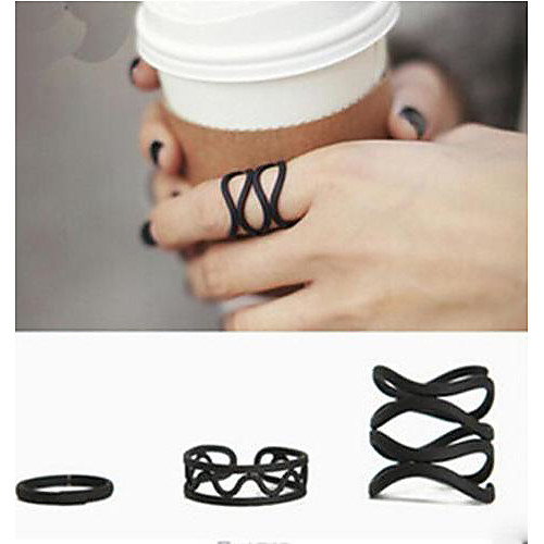 (3PC) European Black matte winding  Alloy Midi Rings(Black)