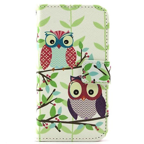 Owl Couple PU Leather Case with Waist Clip for Samsung S4 Mini I9190